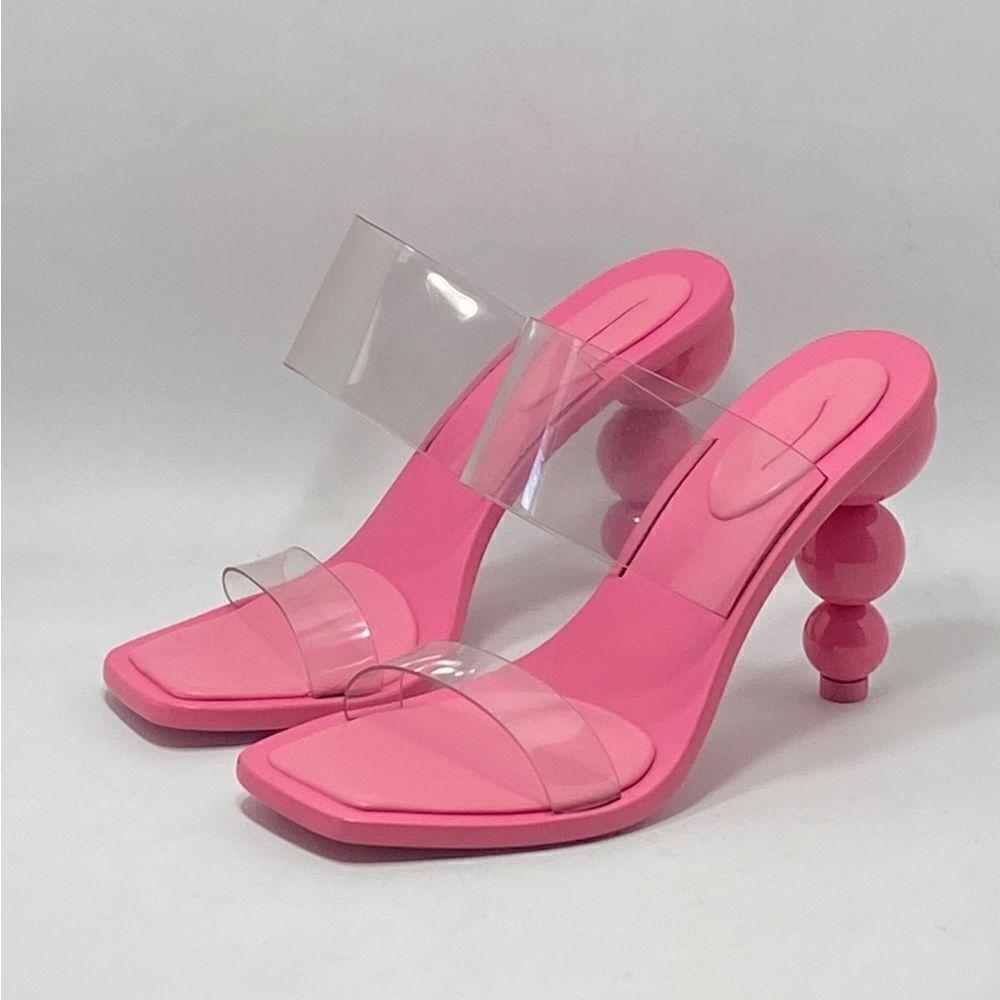 CULT GAIA Vita Vinyl Stacked Heel Mules size 37.5